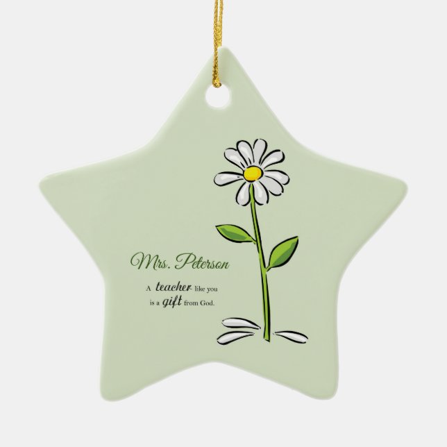 Personalise, Teacher Thank You, Religious Flower Ceramic Ornament (Front)