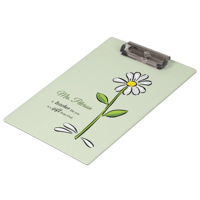 Personalise, Teacher Thank You, Religious Flower Clipboard (Angled)