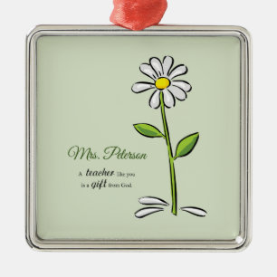 Personalise, Teacher Thank You, Religious Flower Metal Ornament