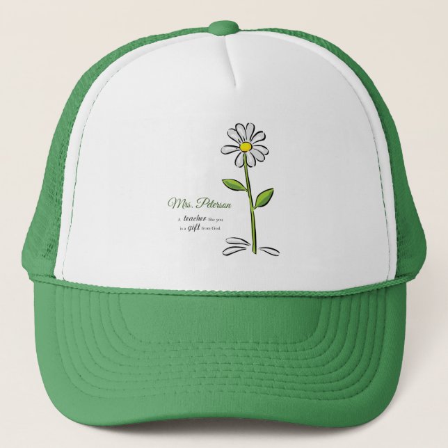 Personalise, Teacher Thank You, Religious Flower Trucker Hat (Front)
