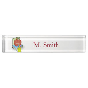Personalise Teachers', Apple, Books and  Pencils Nameplate