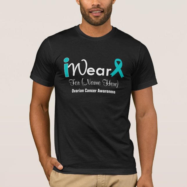 Personalise Teal Ribbon Ovarian Cancer T-Shirt (Front)