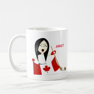 Personalise Team Canada Female Cartoon Fan Coffee Mug