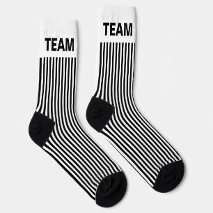 Personalise TEAM NAME Black White Stripes   Socks