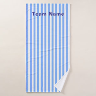 Personalise Team Name Blue White Stripes Sports  Bath Towel