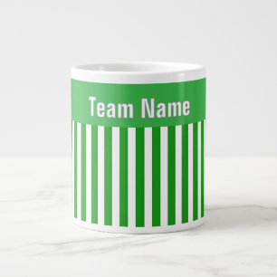 Personalise TEAM NAME Green White Stripes Large Coffee Mug