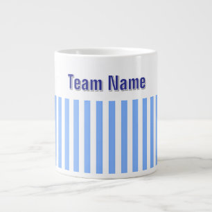 Personalise TEAM NAME Lt Blue White Stripes Gift Large Coffee Mug