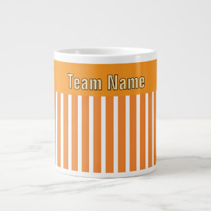 Personalise TEAM NAME Orange White Stripes Large Coffee Mug