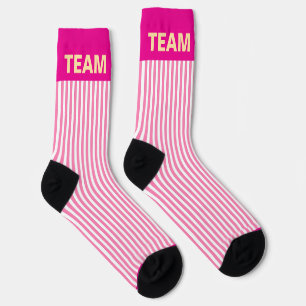 Personalise TEAM NAME Pink Stripe   Socks
