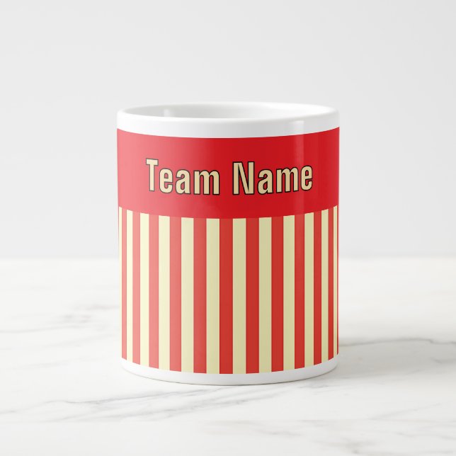 Personalise TEAM NAME Red Stripe   Large Coffee Mug (Front)