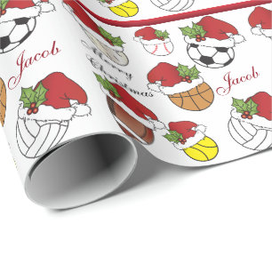 Personalise Team Player Sport Balls   Christmas Wrapping Paper