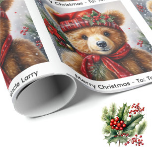 Personalise Teddy Bear Christmas Roll of Wrapping Paper