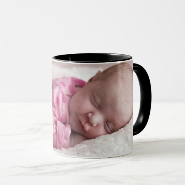 Personalise Text Custom Baby Photo Coffee Black Mug (Front Right)