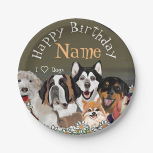 Personalise Text Dog Pack Club Paper Plates