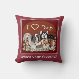 Personalise Text Dog Pack Club Throw Pillow