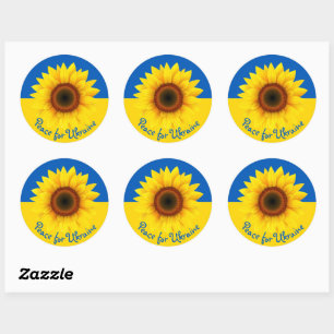 Personalise Text Ukraine Sunflower Yellow Blue Cla Classic Round Sticker
