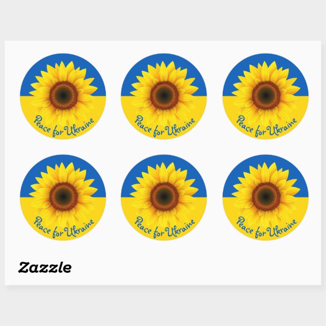 Personalise Text Ukraine Sunflower Yellow Blue Cla Classic Round Sticker (Sheet)