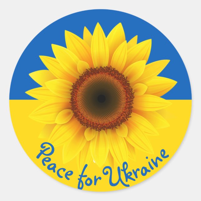 Personalise Text Ukraine Sunflower Yellow Blue Classic Round Sticker (Front)