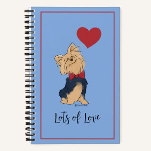 Personalise Text Yorkie Bow Tie and Heart Custom Notebook