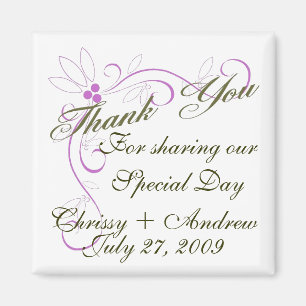 Personalise Thank You Wedding Favour Magnet
