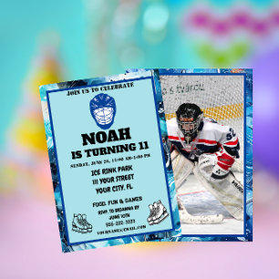 Personalise the hockey-themed kids' birthday  invitation
