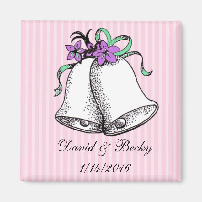 Personalise these Pink Wedding Favour Magnets (Front)