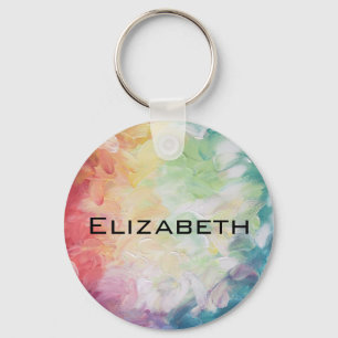 Personalise Thick Textured Abstract Paint Key Ring