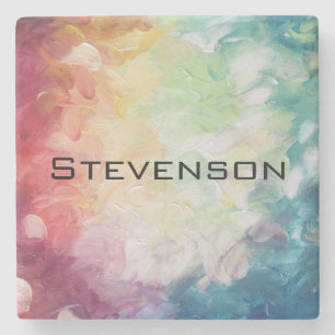 Personalise Thick Textured Abstract Paint Stone Coaster