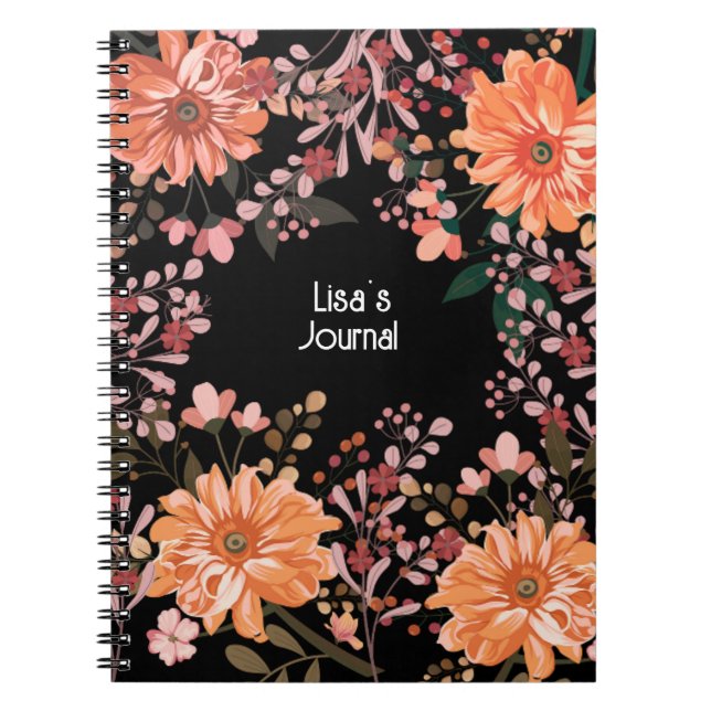 Personalise this Beautiful Floral Journal Notebook (Front)