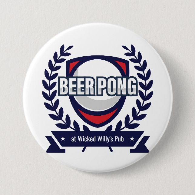 Personalise This Beer Pong Logo 7.5 Cm Round Badge (Front)