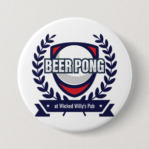 Personalise This Beer Pong Logo 7.5 Cm Round Badge
