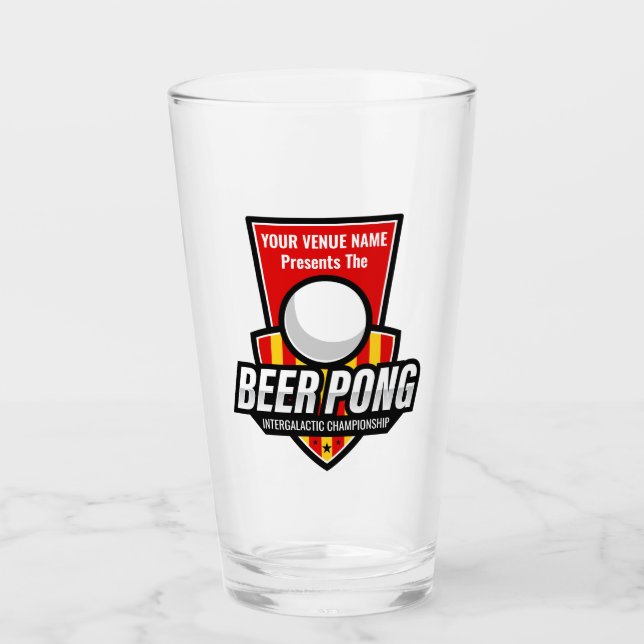Personalise This Beer Pong Logo Glass (Front)