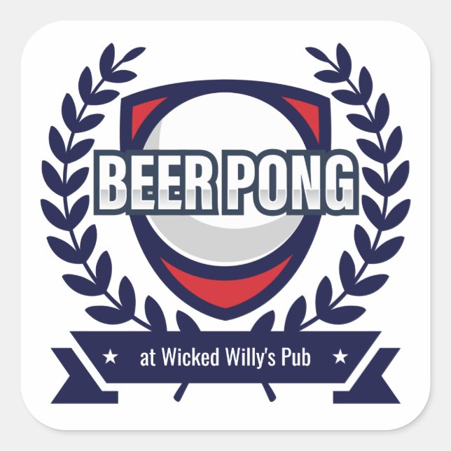 Personalise This Beer Pong Logo Square Sticker (Front)