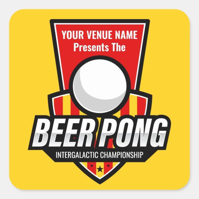 Personalise This Beer Pong Logo Square Sticker (Front)