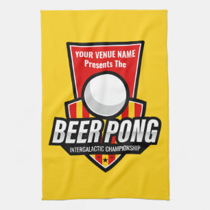 Personalise This Beer Pong Logo Tea Towel