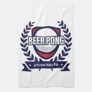 Personalise This Beer Pong Logo Tea Towel