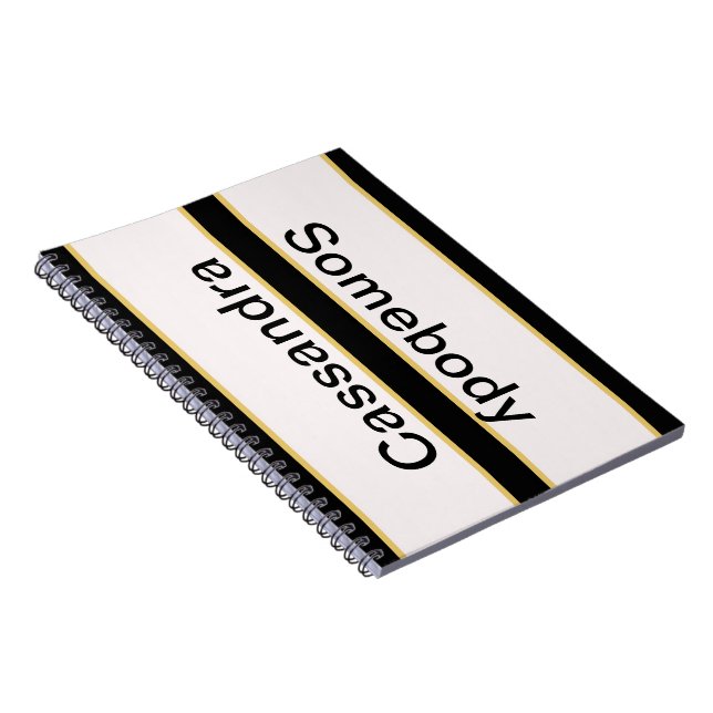 Personalise This Black & Gold Bordered Notebook (Right Side)