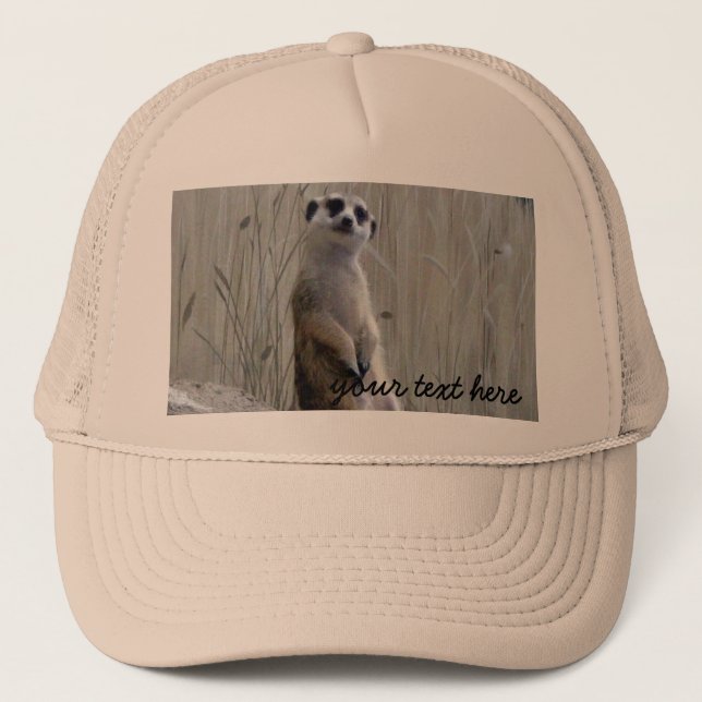 Personalise this cute meerkat trucker hat (Front)