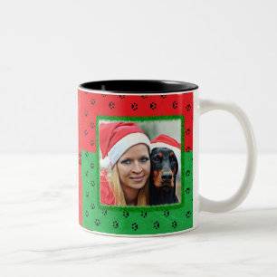 Personalise this cute Paw Prints Christmas Mug