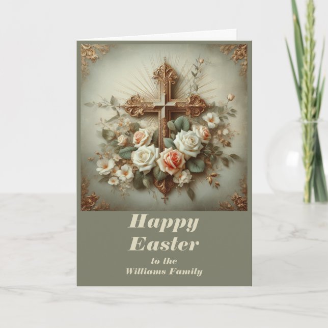 Personalise this Easter Card with Cross and Lilies (Front)
