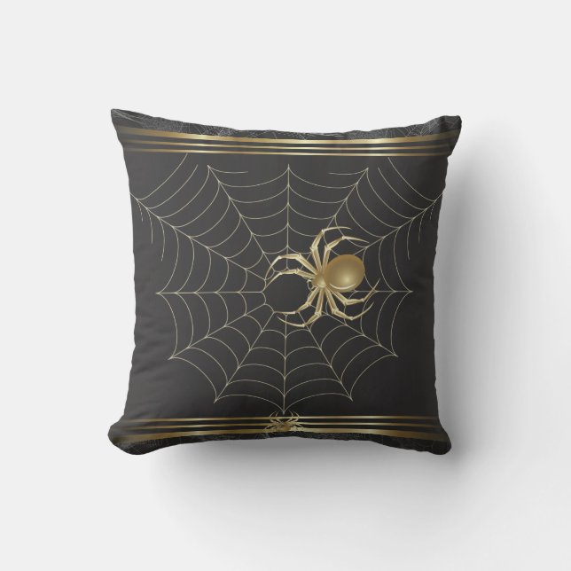 Personalise this Golden Spider Decorator Pillow (Front)