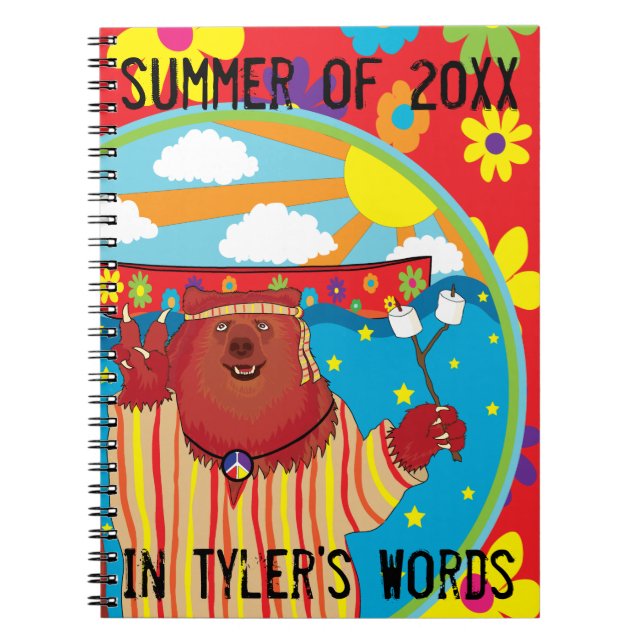 Personalise this  Groovy Camp Bear Note Book (Front)