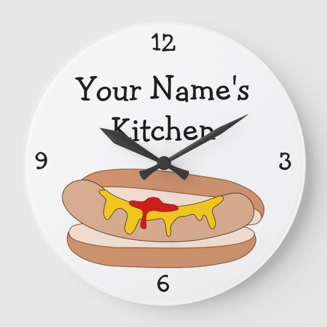 Personalise this Hot Dog in Bun Food Graphic Large Clock (Front)