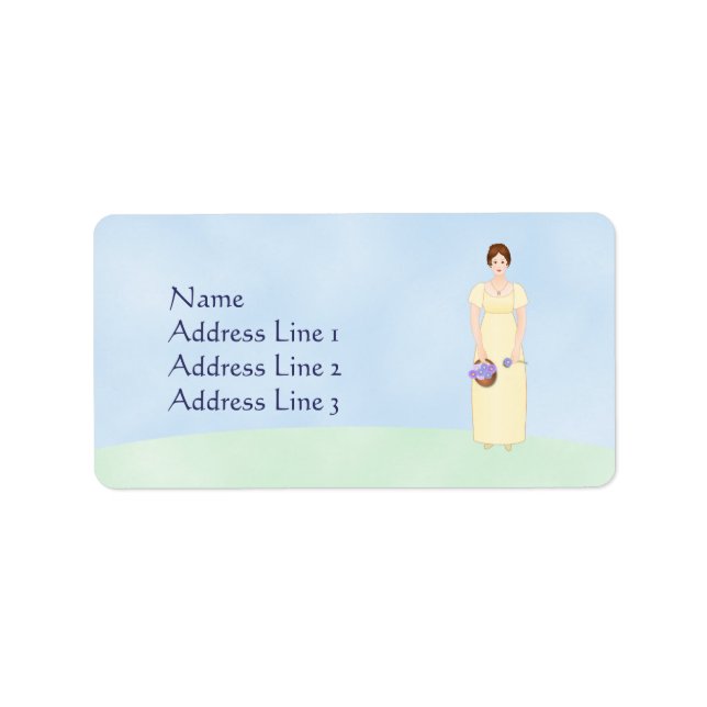 Personalise this Jane Austen Style Regency Girl Label (Front)