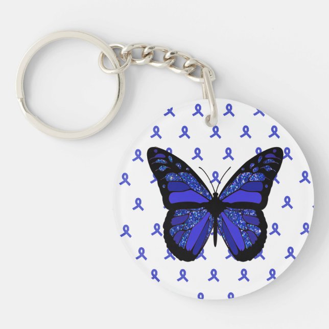 Personalise this ME/CFS Blue Butterfly Key Chain (Front)