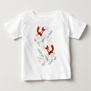 Personalise this Modern Fox Woodland Pattern Baby T-Shirt