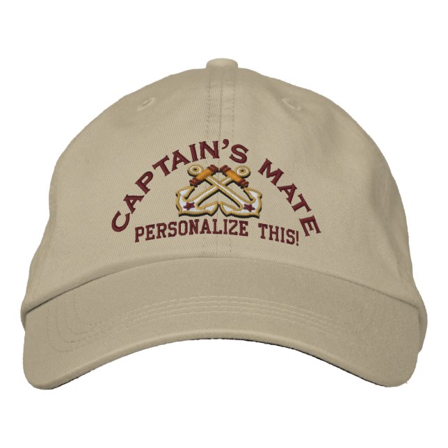 Personalise This Name Location Business Nautical Embroidered Hat (Front)