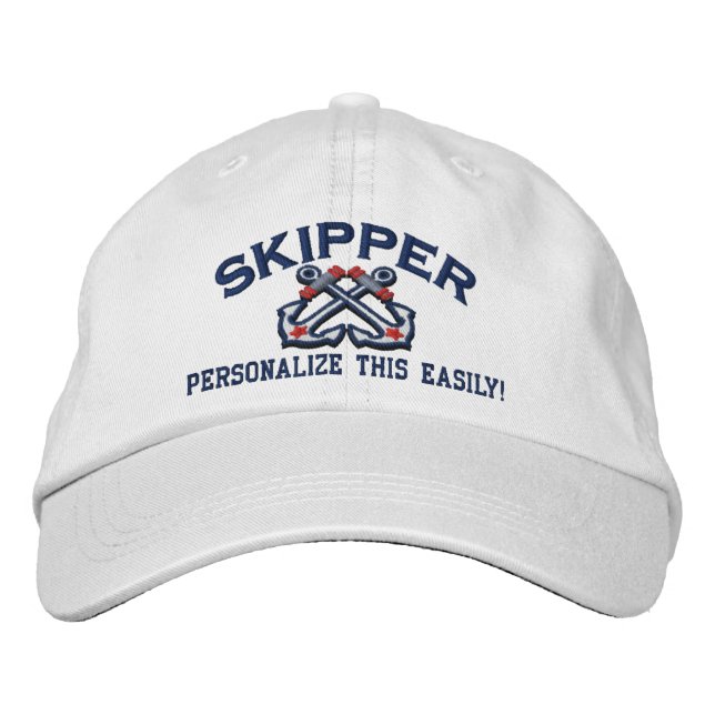 Personalise This Name Location Business Nautical Embroidered Hat (Front)
