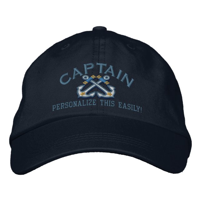 Personalise This Name Location Captain Nautical Embroidered Hat (Front)