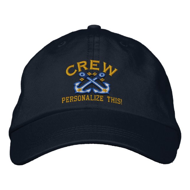 Personalise This Name Location Crew Nautical Embroidered Hat (Front)